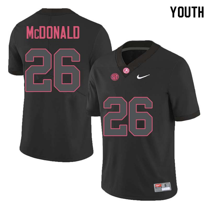 Youth Alabama Crimson Tide Kyriq McDonald #26 Black College Stitched Football Jersey 23VB078LK
